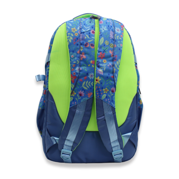 Multi-Pocket Comfort Backpack with Botanical Blue Print - Image 4