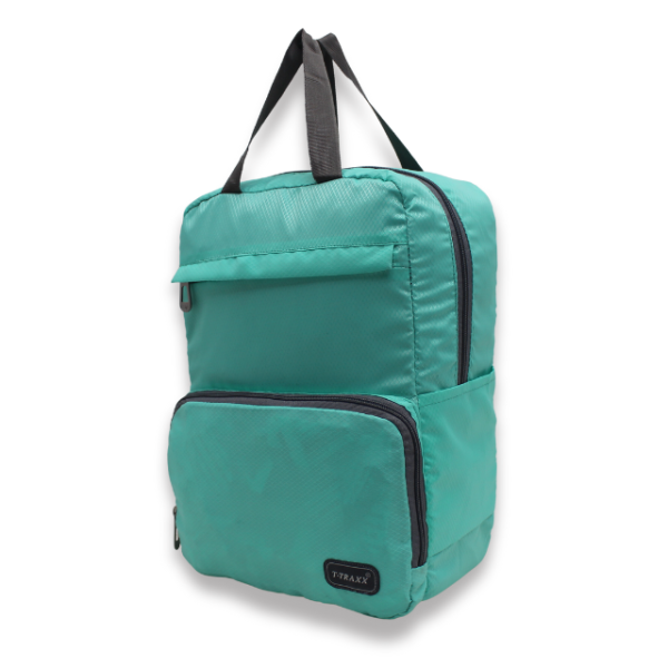 Multi-Pocket Daypack with Broad Straps & Dual Handles (Light Teal Color) - Image 3