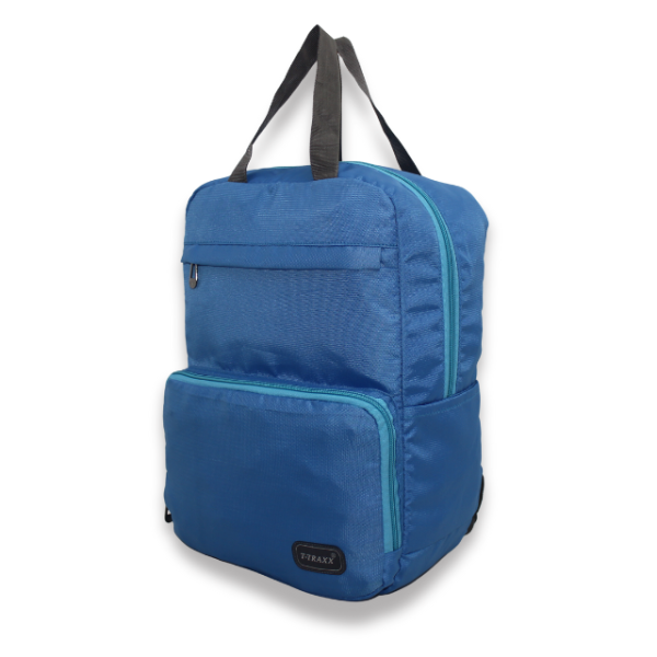 Multi-Pocket Daypack with Broad Straps & Dual Handles (Steel Blue Color) - Image 3