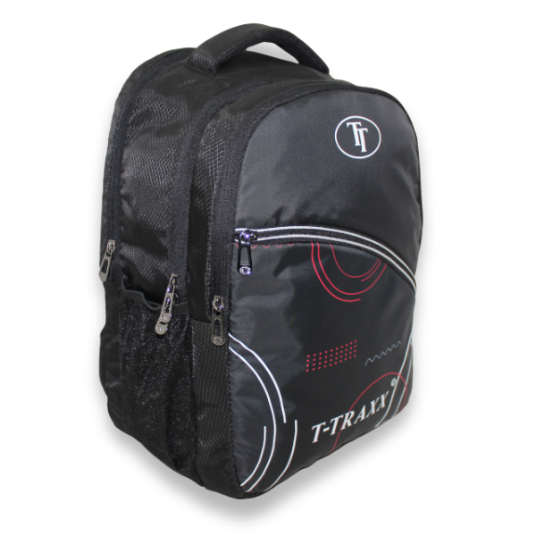 Tech-Savvy Backpack (Black Color Backpack with Geometric Pattern) - Image 2