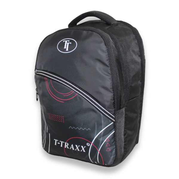 Tech-Savvy Backpack (Black Color Backpack with Geometric Pattern) - Image 3