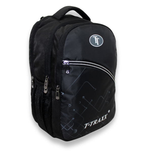 Tech-Savvy Backpack (Black Color Backpack with Futuristic Pattern) - Image 2